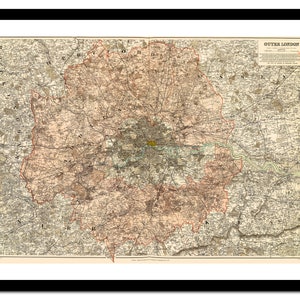 Ancienne carte de Londres Angleterre Royaume-Uni Europe 1901 - impression d'art - affiche vintage - tableau ancien antique - art déco mural rétro - S - XXL MUK001