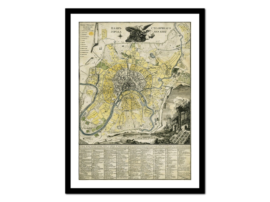 Old Map of Moscow Russia Europe 1789 - Art Print - Vintage Poster ...