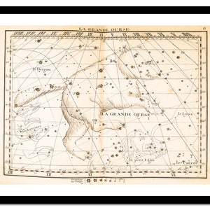Alte Karte von großem Bären 1795 - Astronomie Art Print - Vintage Poster - Antik altes Bild - Retro Wand-Kunst Dekor - S - XXL MAA001