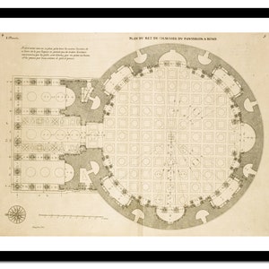 ROMA Impresión de arte de arquitectura romana - Plan de dibujo de boceto - Cartel vintage - Imagen antigua - Decoración de arte de pared retro - S - XXL (D-AR 007)