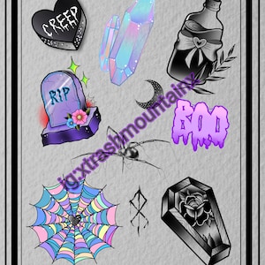 Spooky Tattoo Flash Sheet