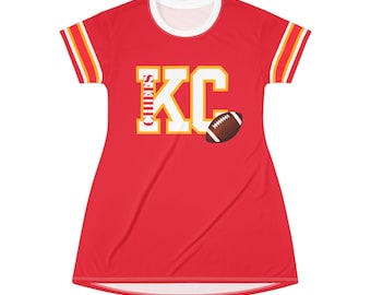 KC Chiefs T-Shirt Dress, Mahomes Dress, KC Dress, Chiefs Dress, Game Day Dress