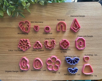 Polymer Clay Cutters - Aztec Lotus Daisy Geometric Organic Stone Chevron Moroccan Monstera Deco ect.