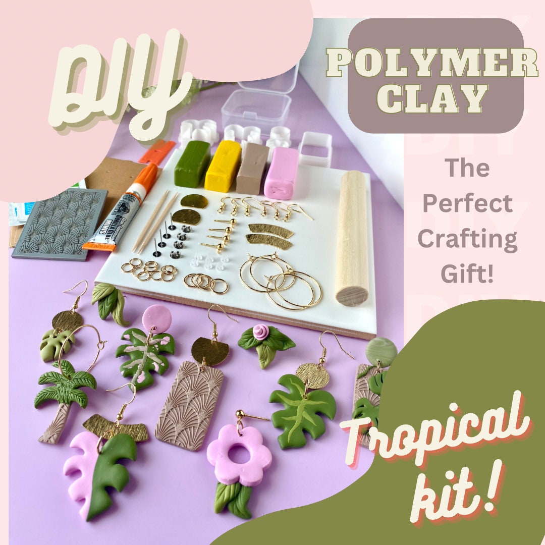 Diy Polymer Clay Earring Kit Tropical Plant Makes 6 Sets Etsy