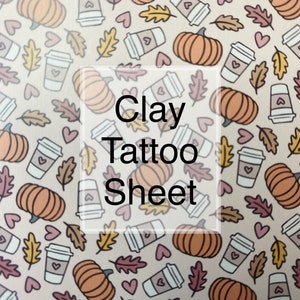 Pumpkin Latte - Polymer Clay Image Transfer Tattoo Sheet