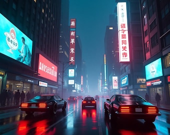 Cyberpunk Neon City at Night | AI Generated Art - Etsy