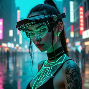 Mysterious Female Cyberpunk Hacker Wall Art – AI-Generated Sci-Fi Digital Print, Futuristic Tech Poster, Instant Download