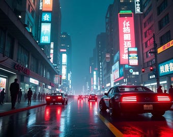 Cyberpunk Neon City at Night | AI Generated Art - Etsy