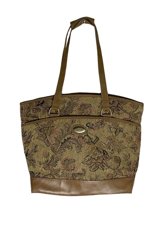 American Tourister Brown Floral Tapestry Tote Bag 