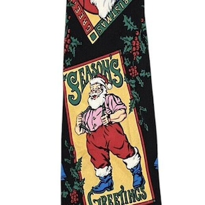 Addiction Men&#39;s Multi-Color 100% Silk Santa Claus Christmas Necktie Neck Tie