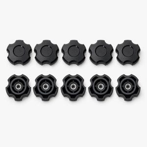 Zwarte plastic knopschroef met 1/4 "20 schroefdraad vrouwelijk roestvrij stalen inzetstuk (set van 10)