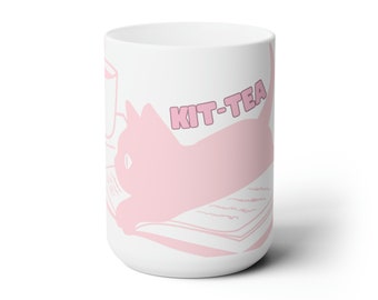 KIT-TEA kubek z kotkiem, kubek z kotem, słodka filiżanka do herbaty, prezent świąteczny, miłośnicy kawy i kotów, wzór kota, zabawny kubek, pomysły na prezent dla miłośnika herbaty