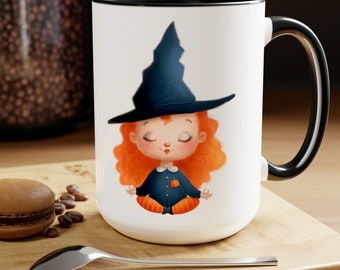 Charming yogi witch mug - Big coffee mug - cute coffee mug - custom coffee mug - unique coffee mug  - gift for halloween - gift for yogi