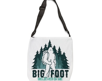 Bigfoot Adjustable Tote, Sasquatch Market Bag, Funny Reusable Shopping Bag, Cryptid Canvas Tote, Yeti Shoulder Bag, Gift for Hiker, Holiday