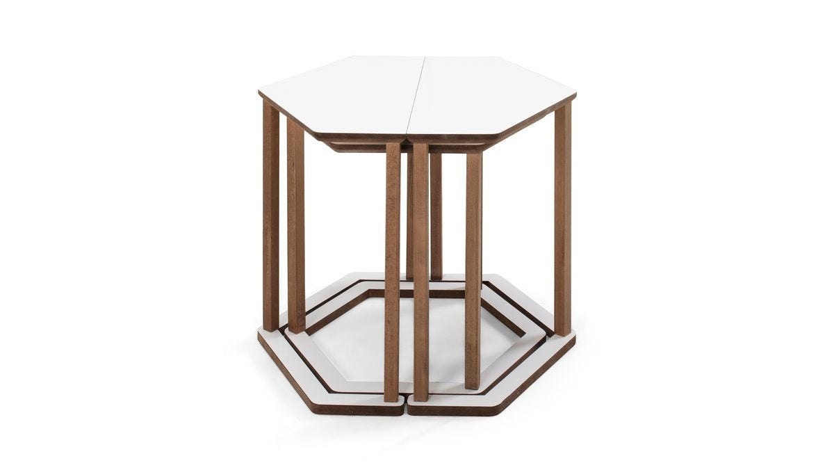 Hexagon COFFEE TABLE SET Luxury Wooden Nesting Table Etsy