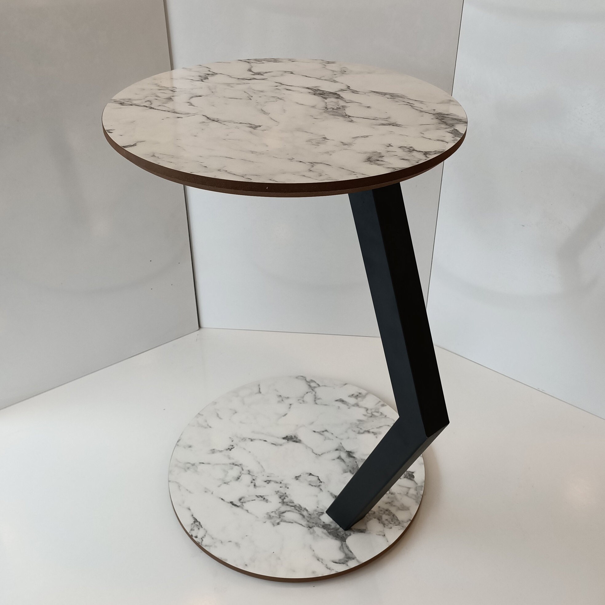 C Shape Coffee Table White Marble Coffee Table C End Table Etsy