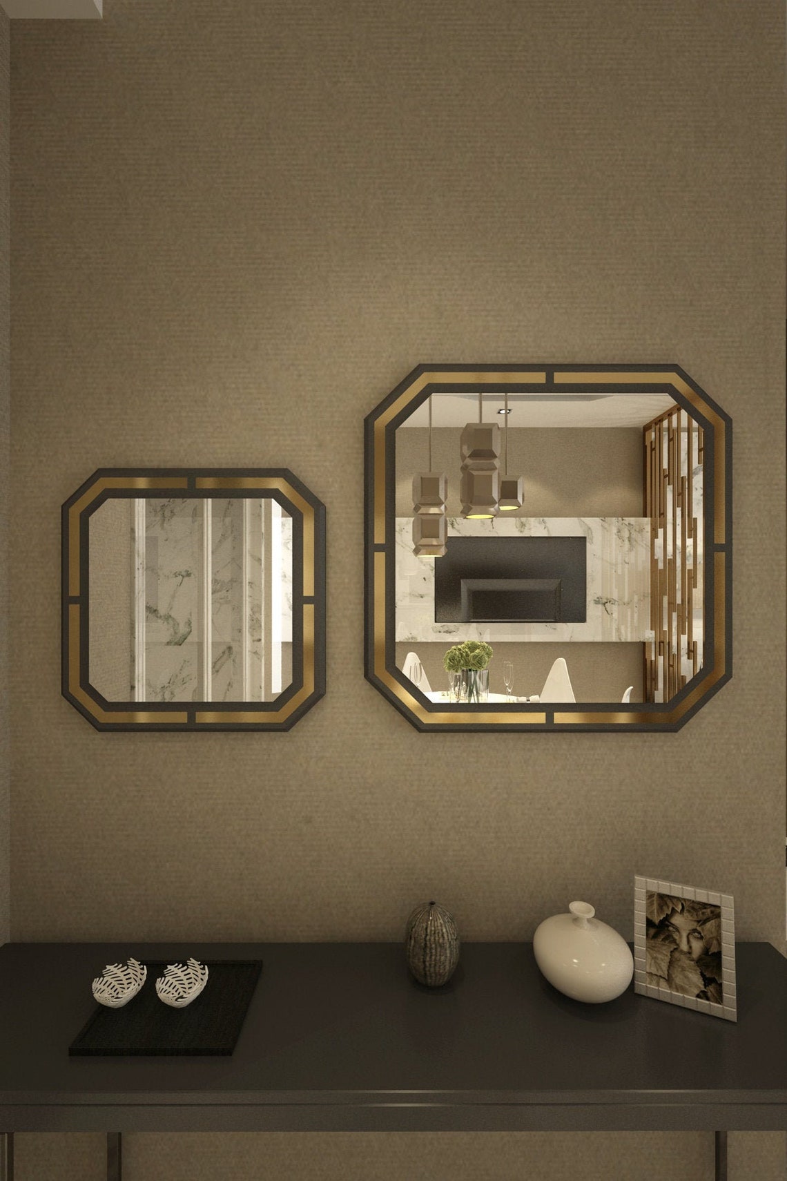 Black / White Wall Mirror 28 or 20 Large Modern Etsy