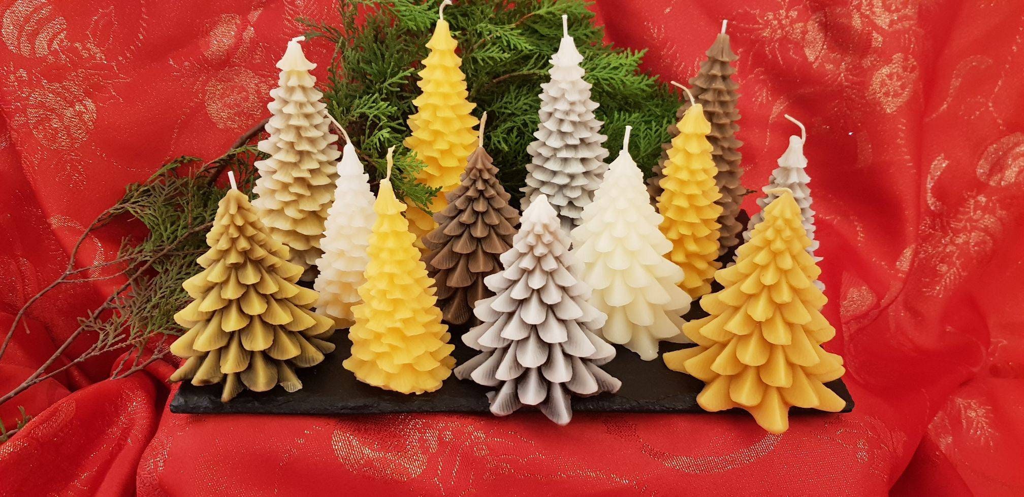 Christmas tree candles 100 pure beeswax candles handmade Etsy