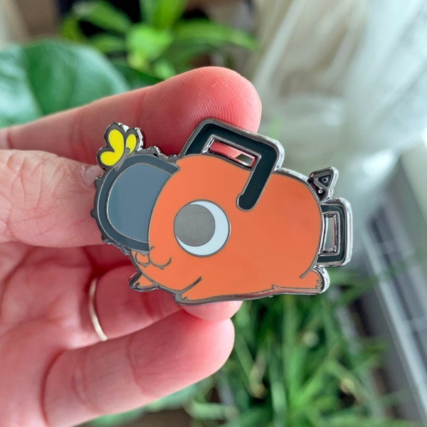 Demon dog spirit Chainsaw anime enamel pin, kawaii doggo lapel hard enamel pin, anime merch gifts, anime accessories, kawaii pet pin