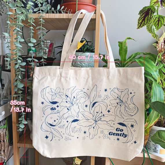 Cute Kawaii Tote Bags Aesthetic Botanical Canvas Shopping Market Bag Beach College Fabric Tote Bags Etsy