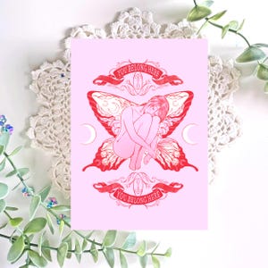 Carte postale avec impression d'art papillon rose, décoration d'art murale pour dortoir, impression de carte postale, cadeau mignon, papeterie pour correspondant, jeu de cartes postales