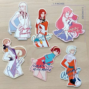 GG S2 Vinyl 6PC. Sticker Pack, Kawaii Cute Anime Girl Stickers, Mecha Anime Stickers, Glossy Matte Stickers, Digital Art,