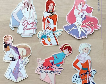 GG S2 Vinyl 6PC. Sticker Pack, Kawaii Cute Anime Girl Stickers, Mecha Anime Stickers, Glossy Matte Stickers, Digital Art,
