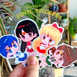 Magical Girl Soldier Moon Anime Vinyl Stickers | Kawaii Shoujo Pretty Guardian Stickers | Cute Anime Aesthetic