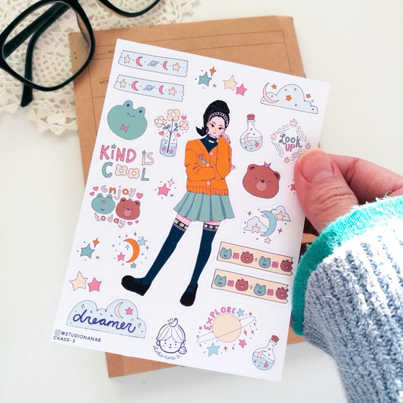 10 cute kawaii girls chibi sticker journal diary stationery korean japan  fashion