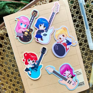Anime Rocker Girl Band Chibi Vinyl Stickers | Lonely Rocker Cute Anime Girl | Stickers for Water bottle, Laptop, Lunchbox, Gadgets