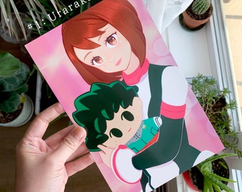 Uraraka & Tsuyu Anime Art Print, BHA Hero Academia, Dorm Wall Decor