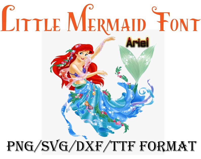 Download Little Mermaid font svg png dxf ttf format font svg png | Etsy