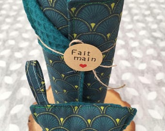 rouleau essuie-tout lavable et son éponge  .