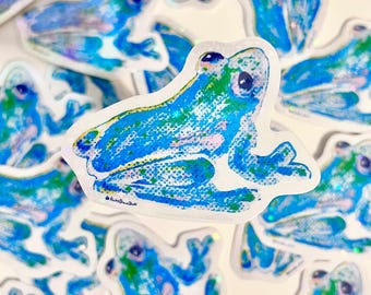 Starry Frog:  Holographic Vinyl Sticker