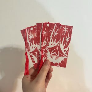 Manta Ray Falling Star Linocut Print Bookmark