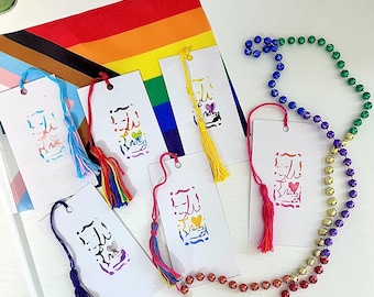 Pride Linocut Print Bookmark With Tassle