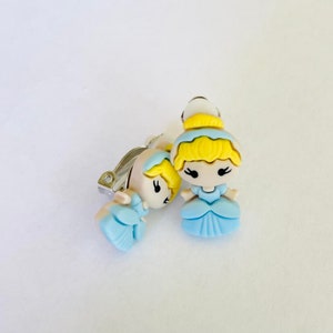 Princess Clip on earrings, Belle, Elsa, Anna, Ariel, Snow White, Aurora, Cinderella. Kids clip on earrings. sold in 1 pair of each. image 7