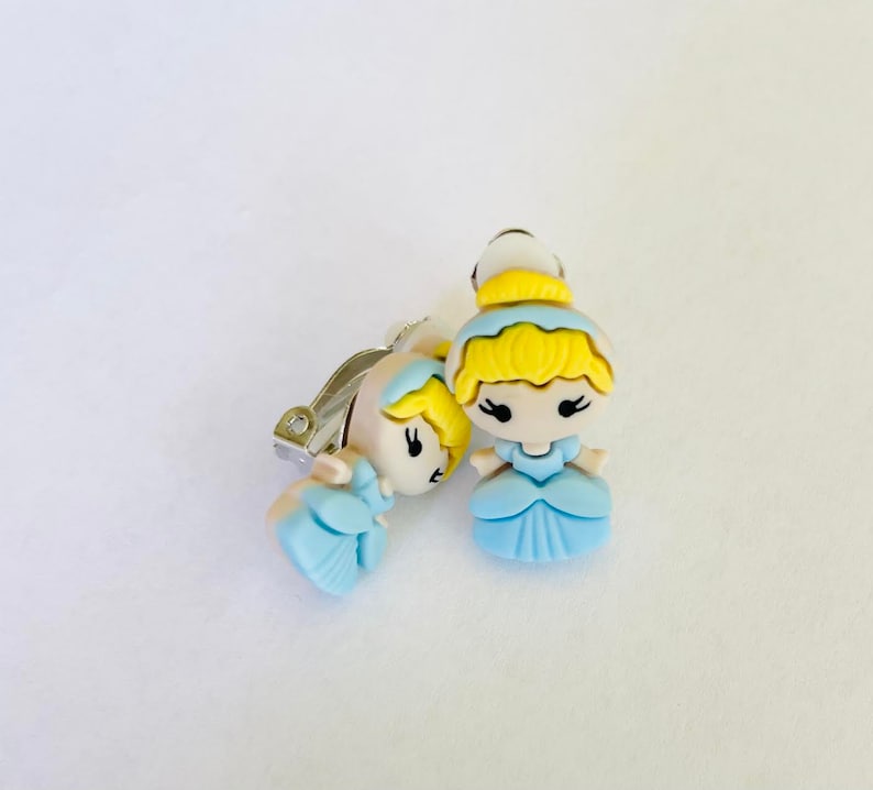 Princess Clip on earrings, Belle, Elsa, Anna, Ariel, Snow White, Aurora, Cinderella. Kids clip on earrings. sold in 1 pair of each. image 7