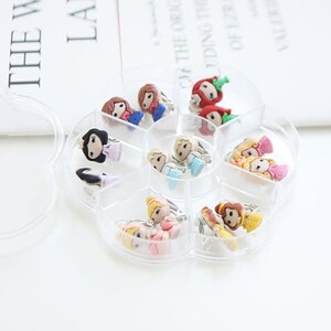 Princess Clip on earrings, Belle, Elsa, Anna, Ariel, Snow White, Aurora, Cinderella. Kids clip on earrings. sold in 1 pair of each. image 2