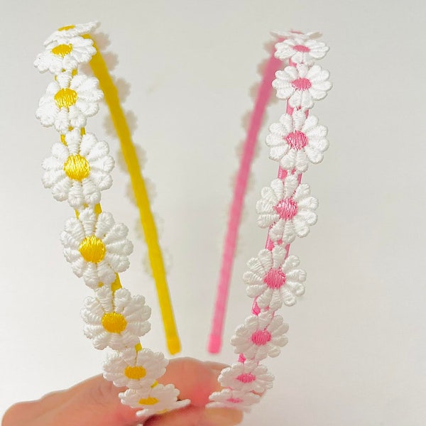 Daisy embroidery headbands, daisy headband, headbands, flower headbands, daisy flower headband, toddler headband, girls headband, daisy