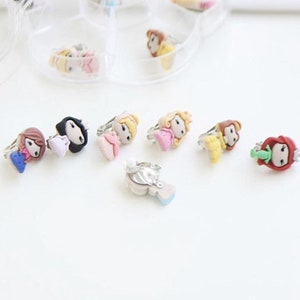 Princess Clip on earrings, Belle, Elsa, Anna, Ariel, Snow White, Aurora, Cinderella. Kids clip on earrings. sold in 1 pair of each. image 4