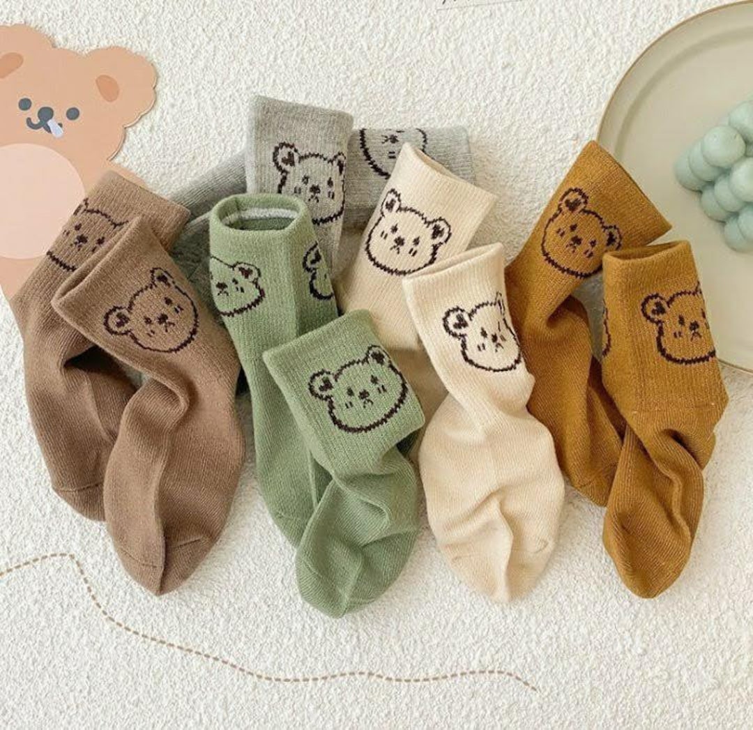 Teddy Bear Socks 5 Pairs Set, Teddy Bear Socks, Bear Socks, Kids Bear