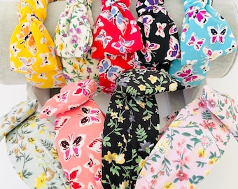 Butterfly print bow headbands, Flower print bow headbands, butterfly headbands, flower headbands, giant bow headband, bow headbands
