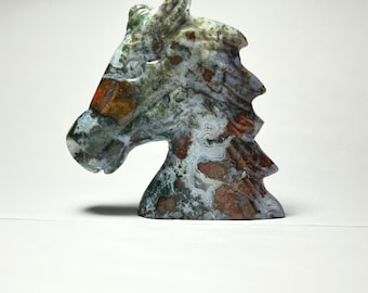 Natural Agate Hand-Carved Horse Head carving figure, Carved Agate, Stone Horse Head, loose gemstone