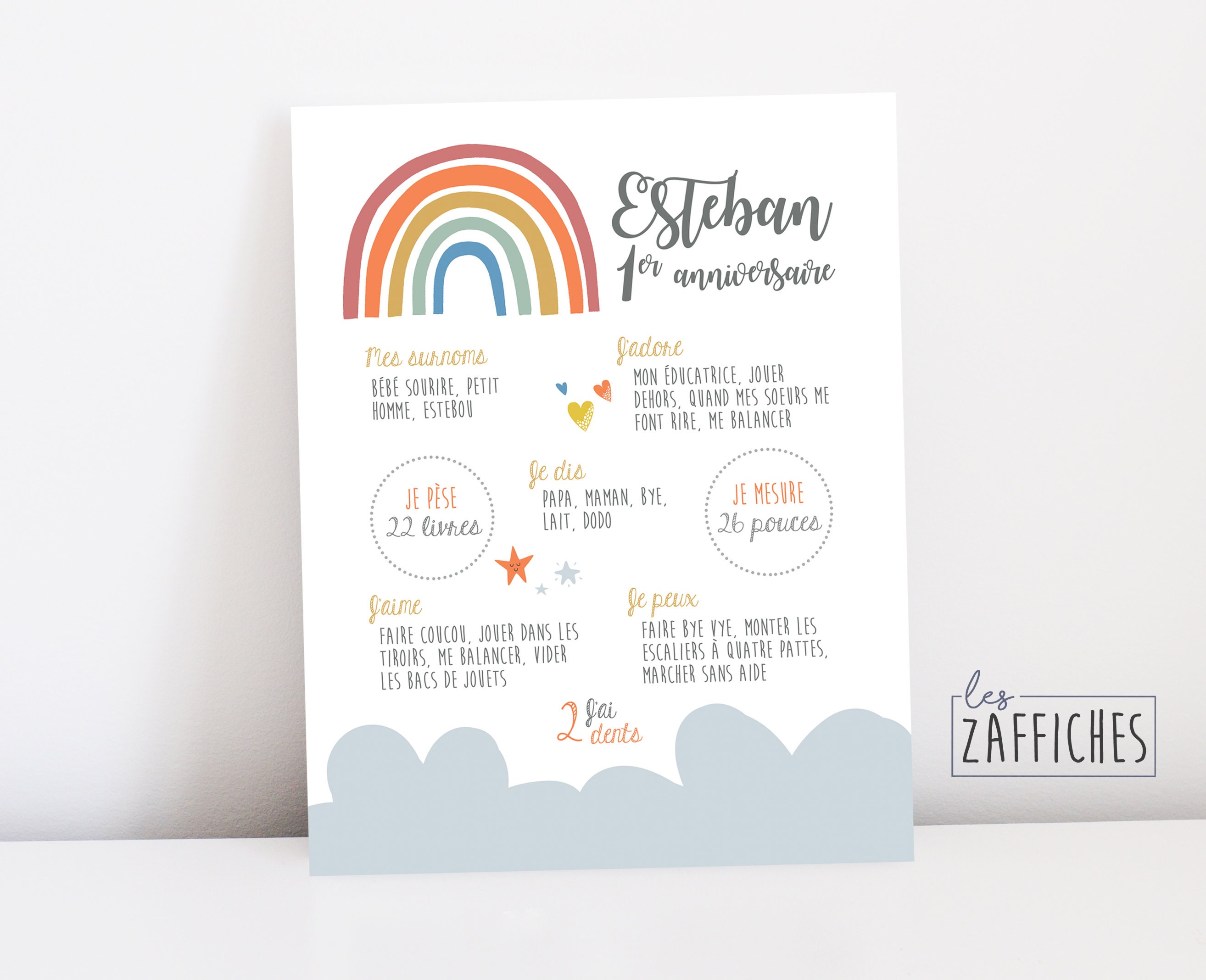 Digital Personalized Birthday Baby Rainbow Baby Poster Baby Etsy