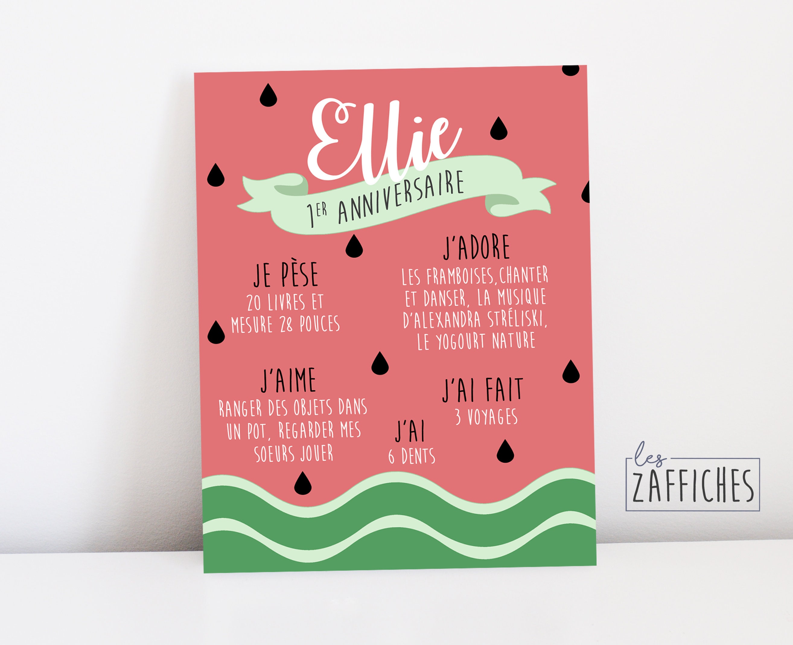 Personalized Nuer Poster Water Melon Birthday Etsy