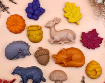 Coffret Fondants Parfumés Automne - Promenade en Forêt - Cire Parfumée Végétale de Colza - Animaux - Idée Cadeau Cocooning