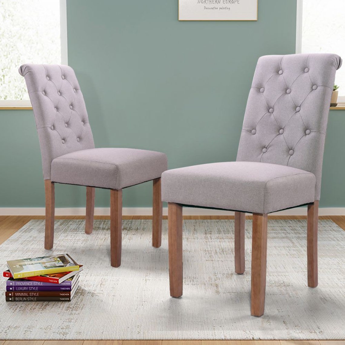 Gray Upholstered Dining Chairs Etsy