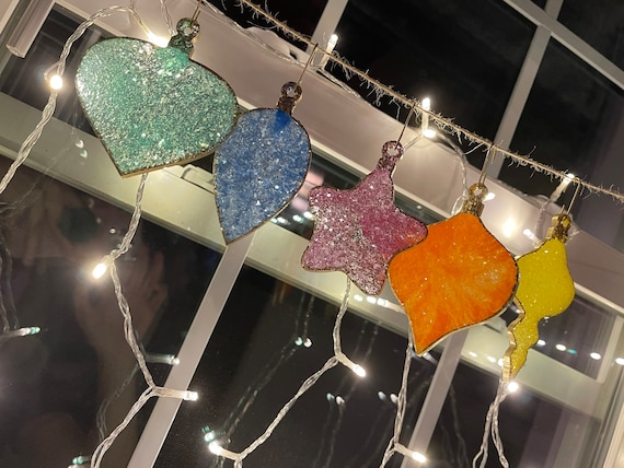 Resin druzy holiday ornament set