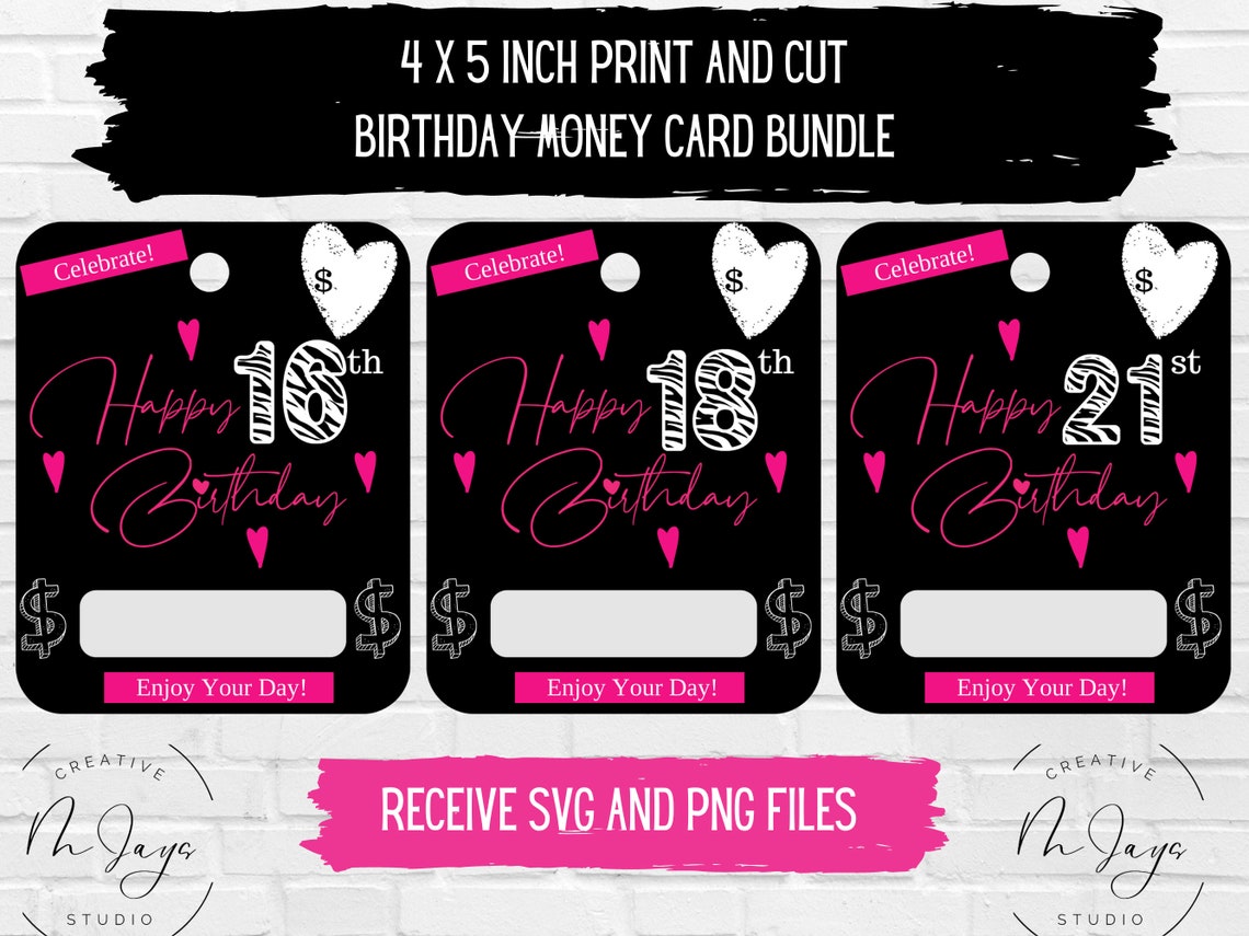 Printable Birthday Money Card, Money Card PNG, Money Card PNG Designs ...
